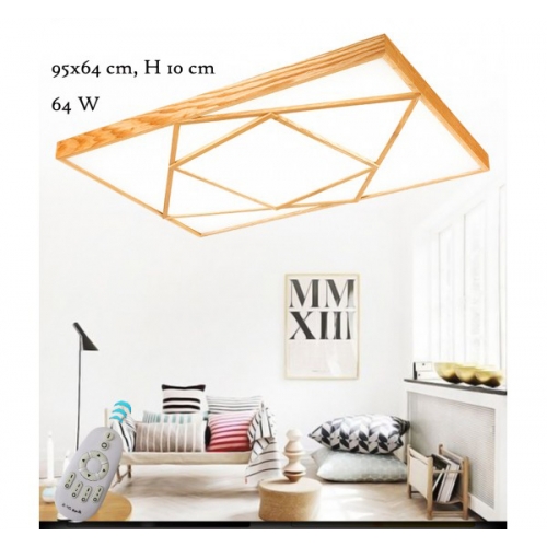 Plafon LED drewniany dębowy 95x64cm  64Watt - P098